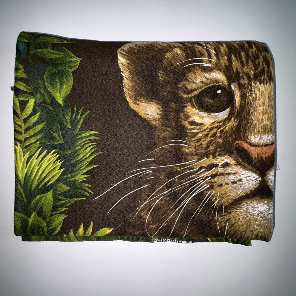 MCM Vintage Wesco Reltex Panel Leopard Cub Fabric For Framing 2 Panels Barkcloth